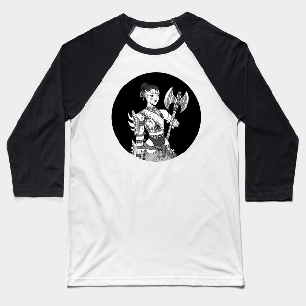 Inktober: Injured Woman Warrior Baseball T-Shirt by Shellz-art